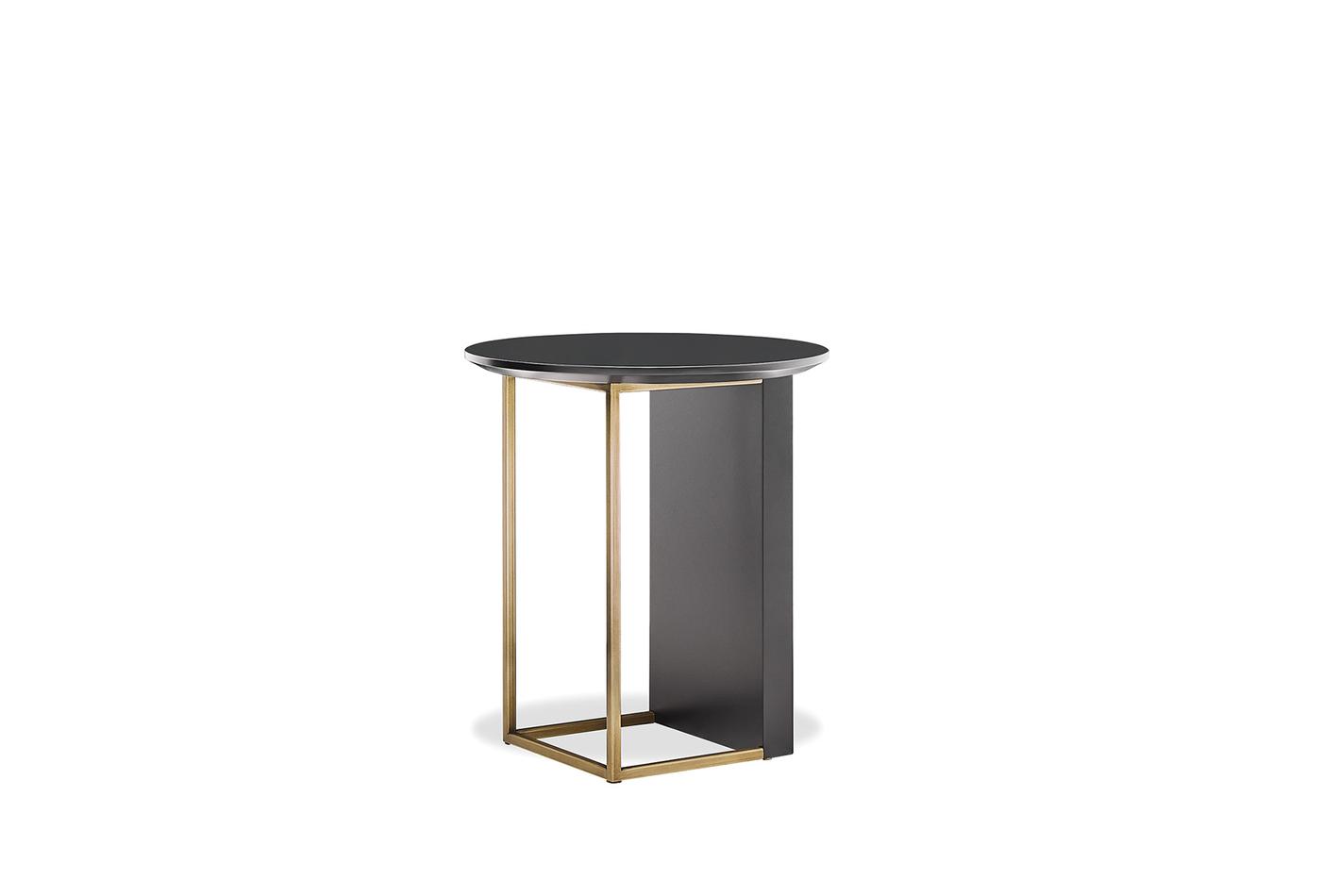 Havana Round Side Table with Black MDF Top & Gold Legs - Contemporary