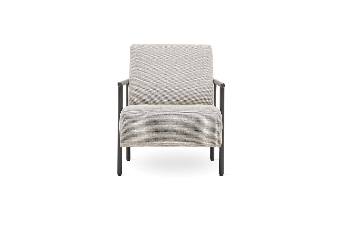 BERTA Modern Armchair with Metal Frame & Fabric Upholstery