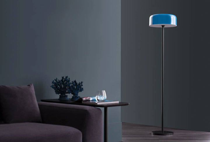 Gio Modern Cobalt Blue Arc Floor Lamp with Metal Frame