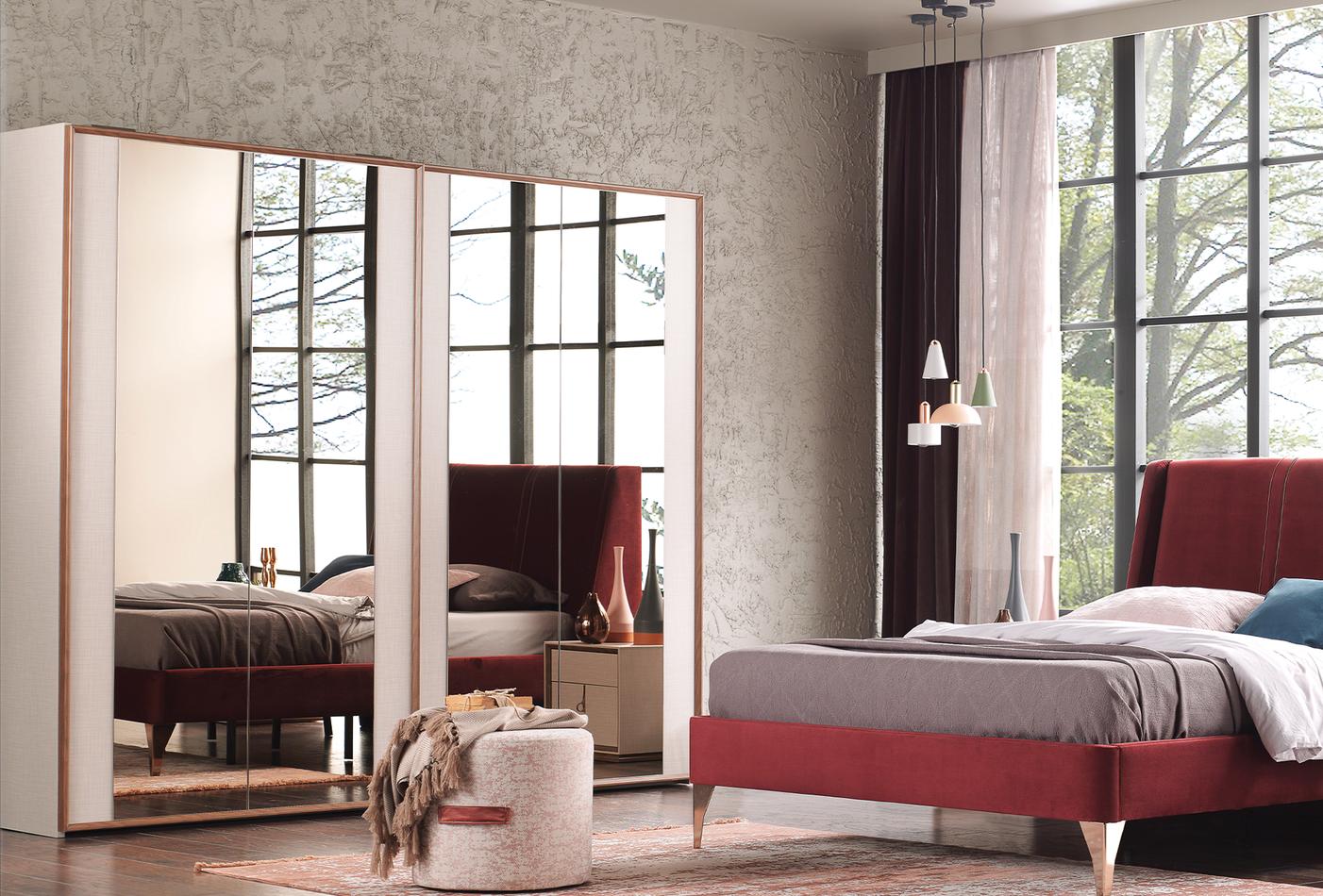 NETHA 240 CM SLIDE DOOR WARDROBE (NATUREL MIRROR)