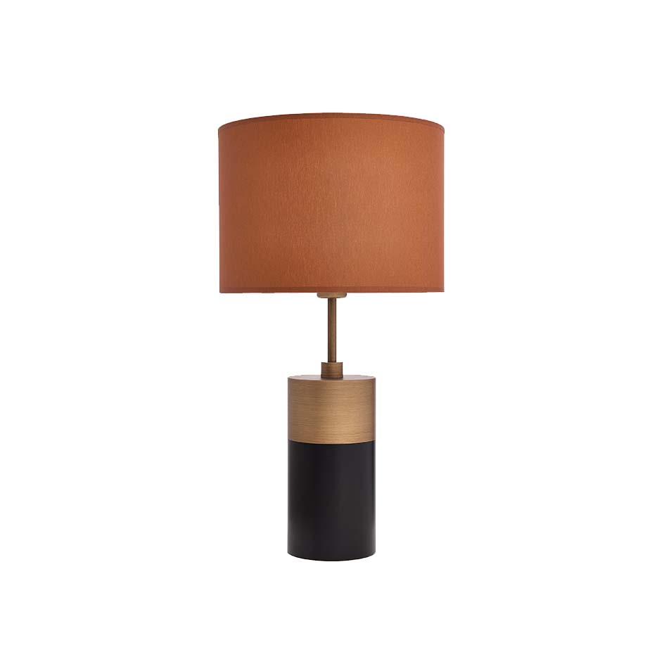 Alice Cinnamon Table Lamp with Brass & Fabric Shade - Modern Minimalist