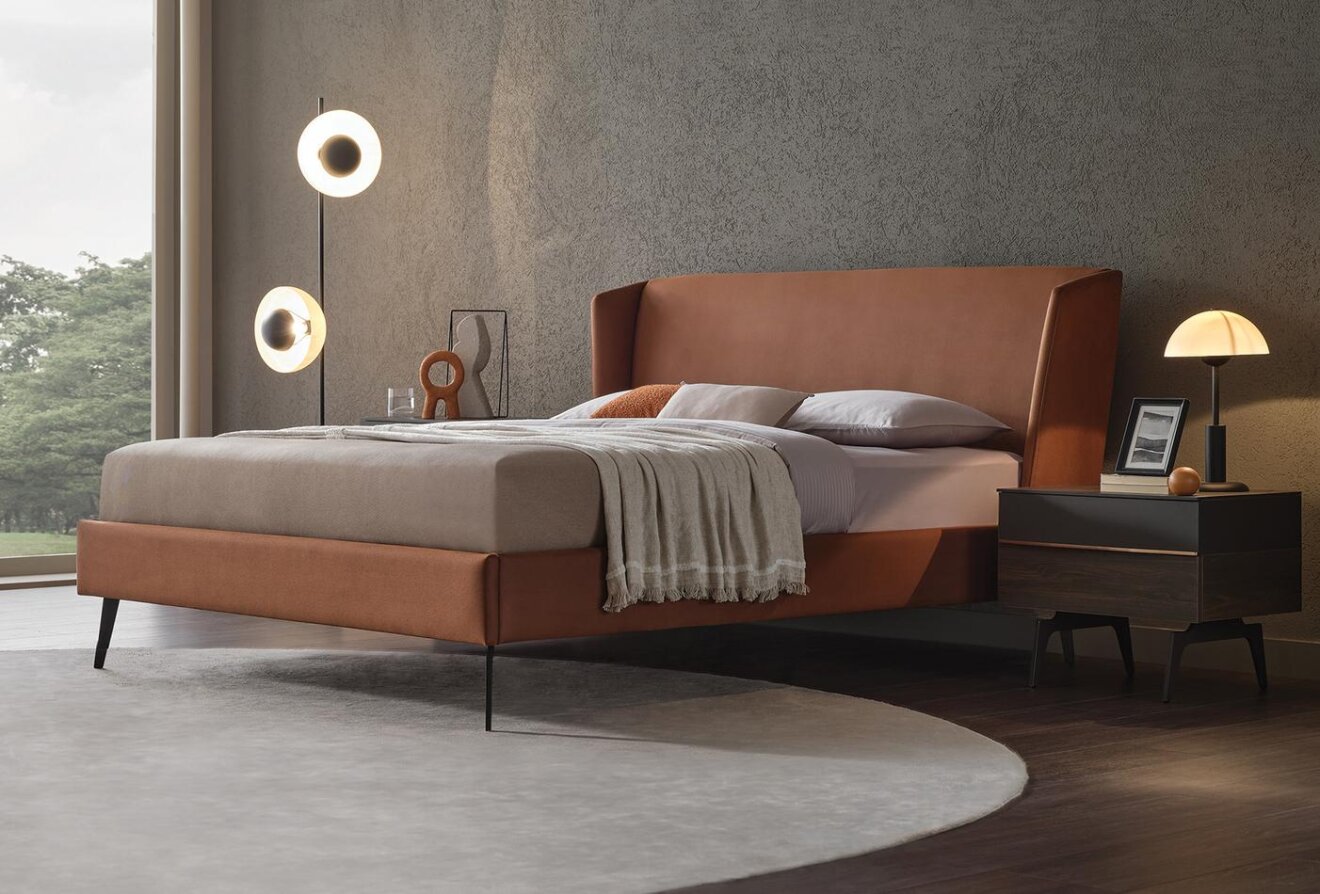 Marion Contemporary King Size Bed Frame with Fabric Upholstery
