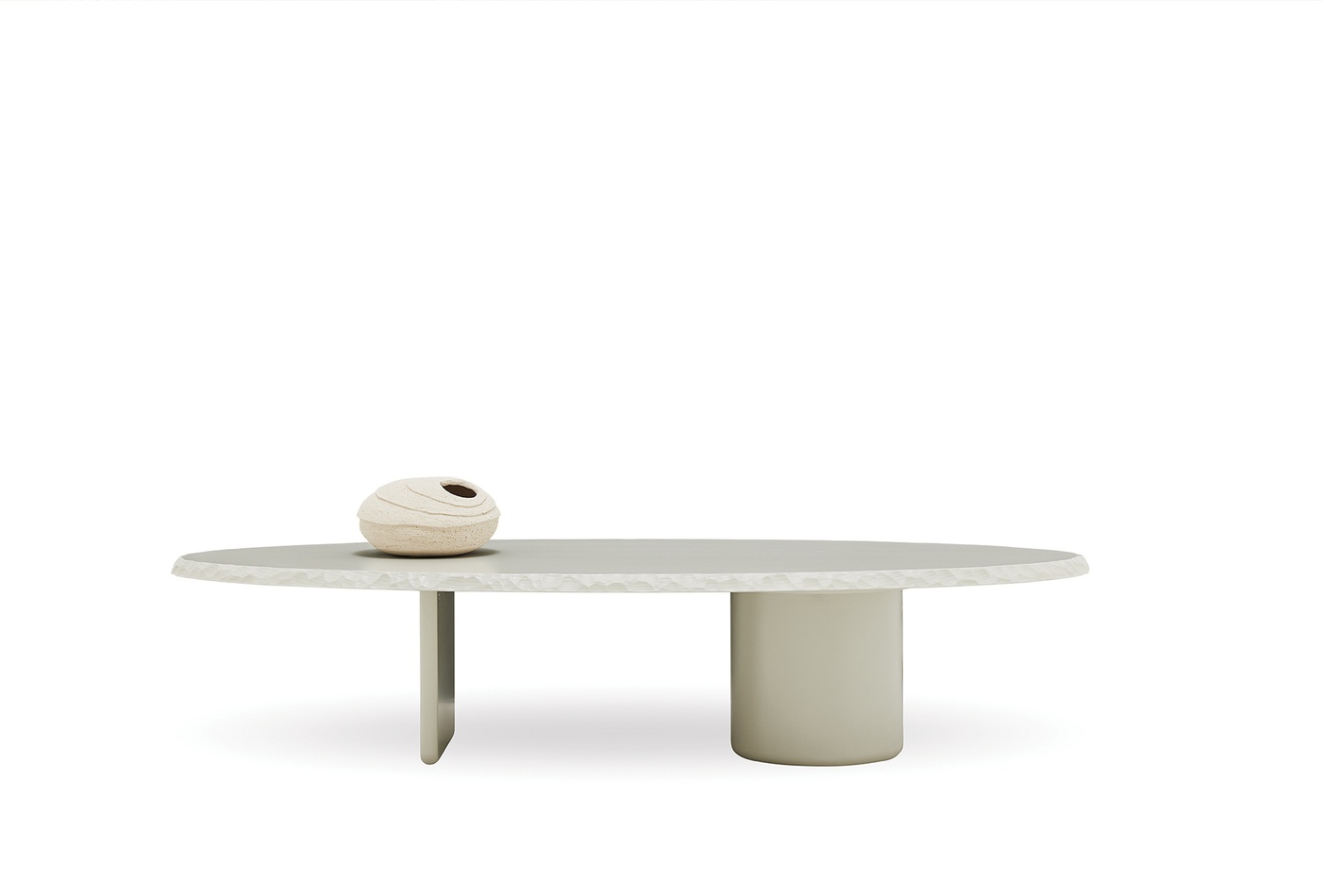 Alpha Light Grey Modern Elliptical Coffee Table with CNC Edges