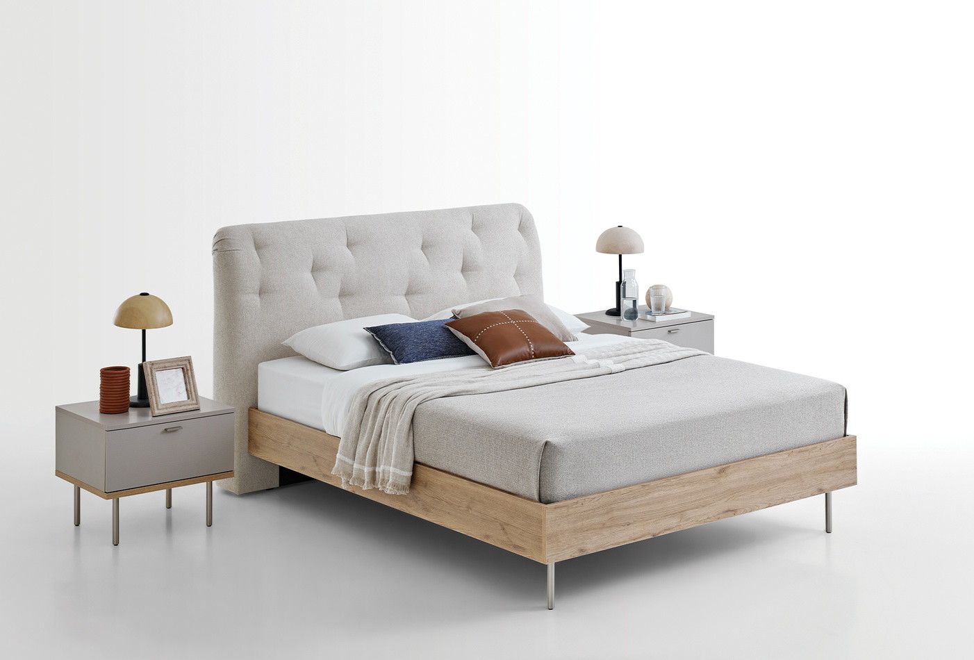 CANTE Modern King Size Bedstead with Upholstered Headboard
