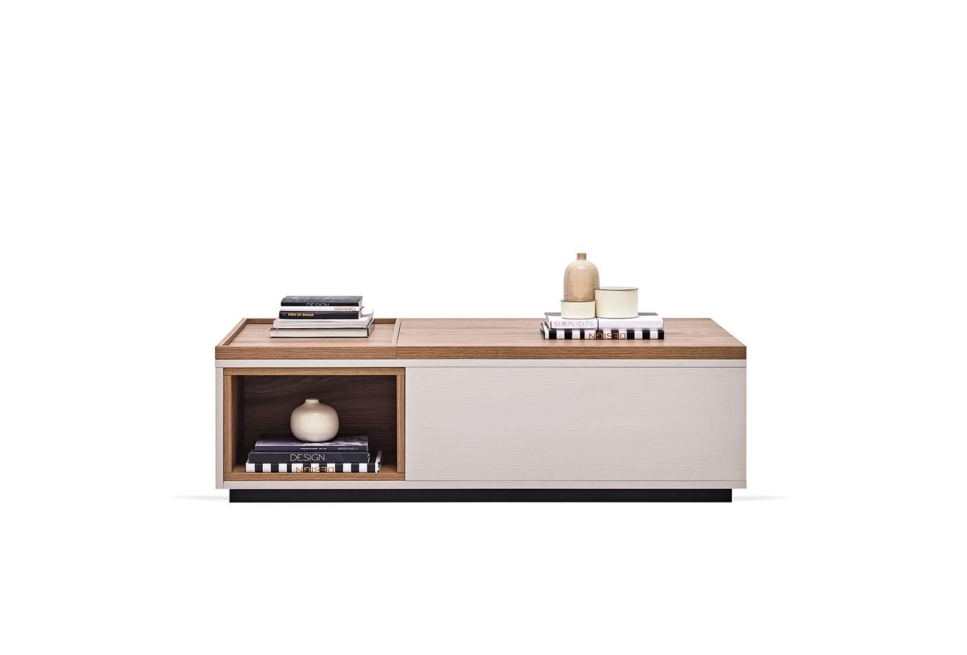 Loreto Contemporary Walnut and Off-White Wood Coffee Table