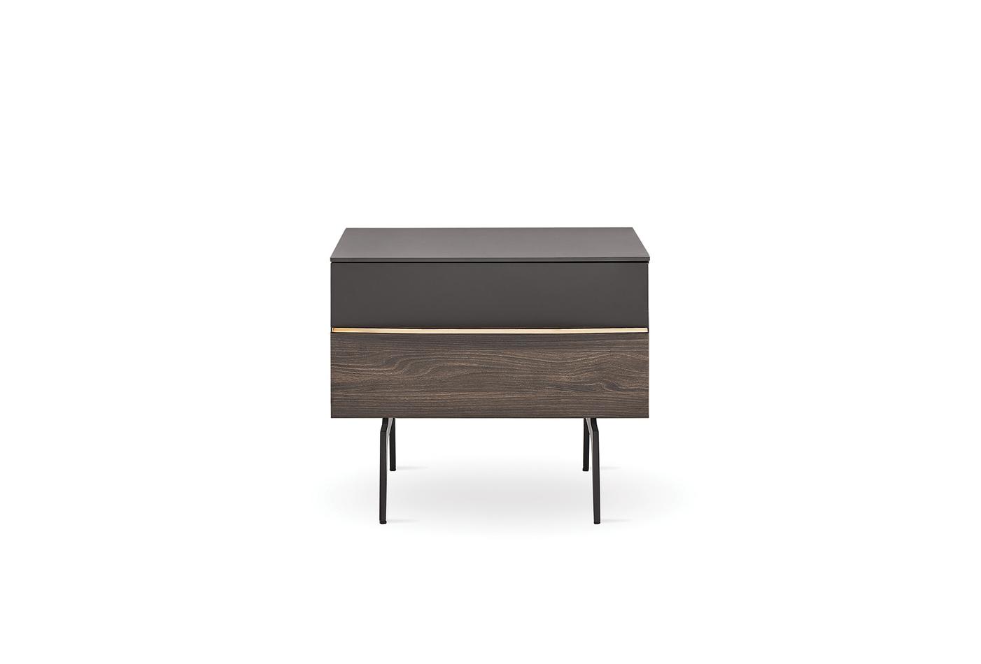 Marion Contemporary Nightstand with Wood and Brass Handles