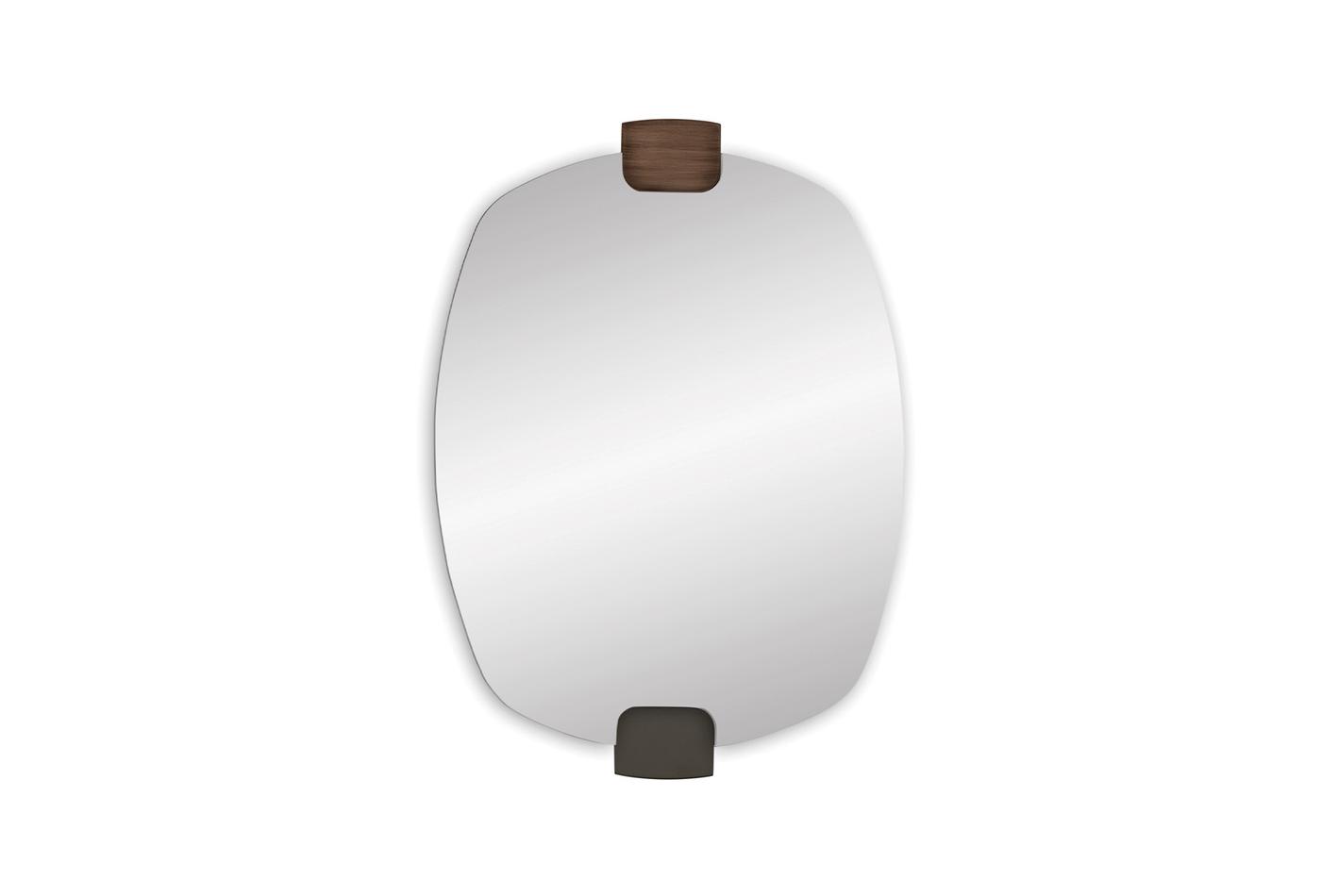 Cordell Contemporary Frameless Wall Mirror with Wood Accents