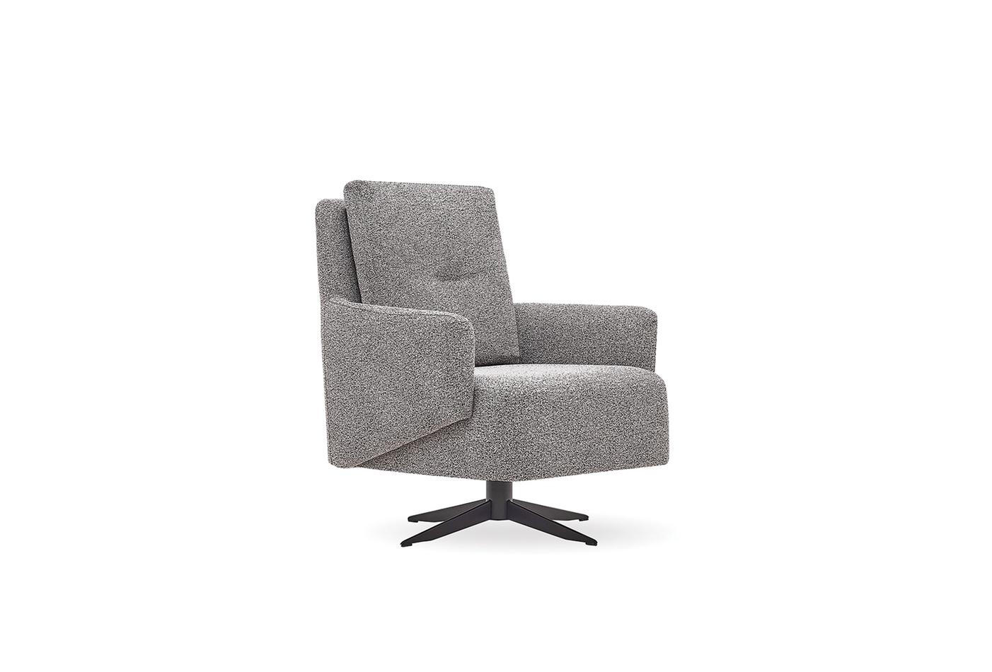 MILAN Swivel Armchair in Boucle Fabric with Metal Base - Contemporary Lounge