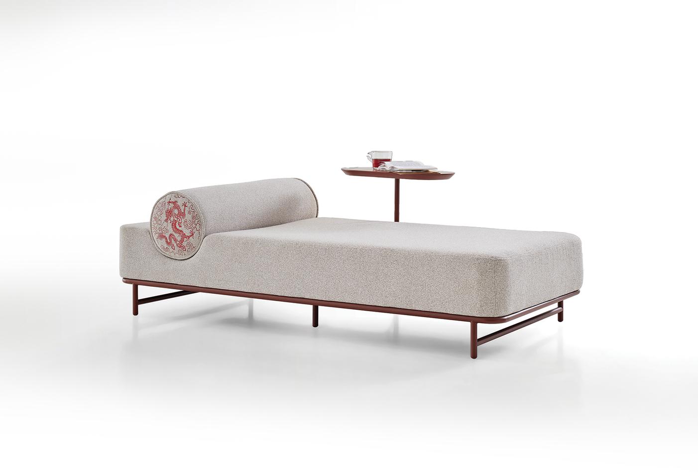 Bloomset Daybed Lounge Chair with Side Table Contemporary Fabric