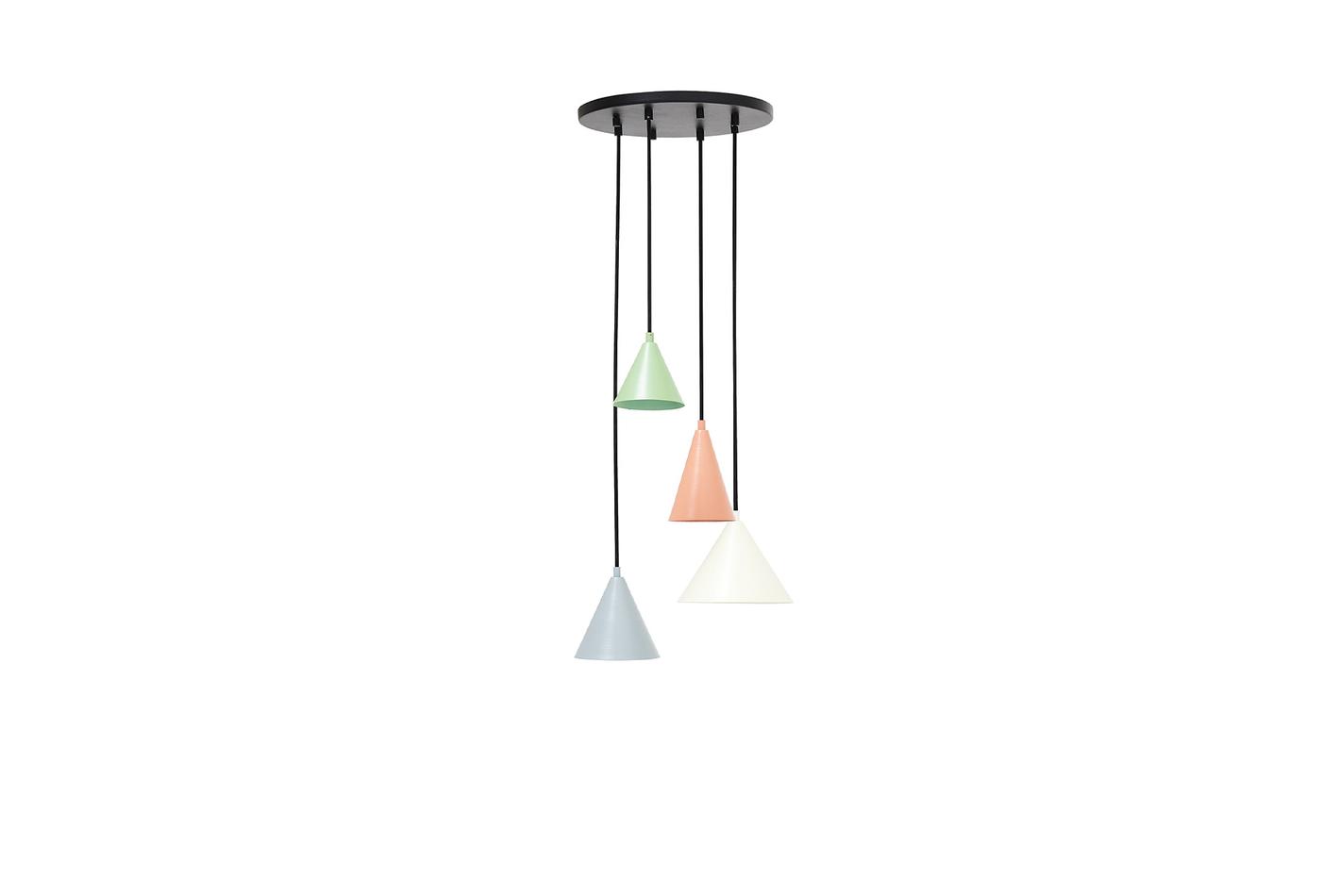 LEA Quaternary Pendant Lamp Modern Metal Frame Colored Shades