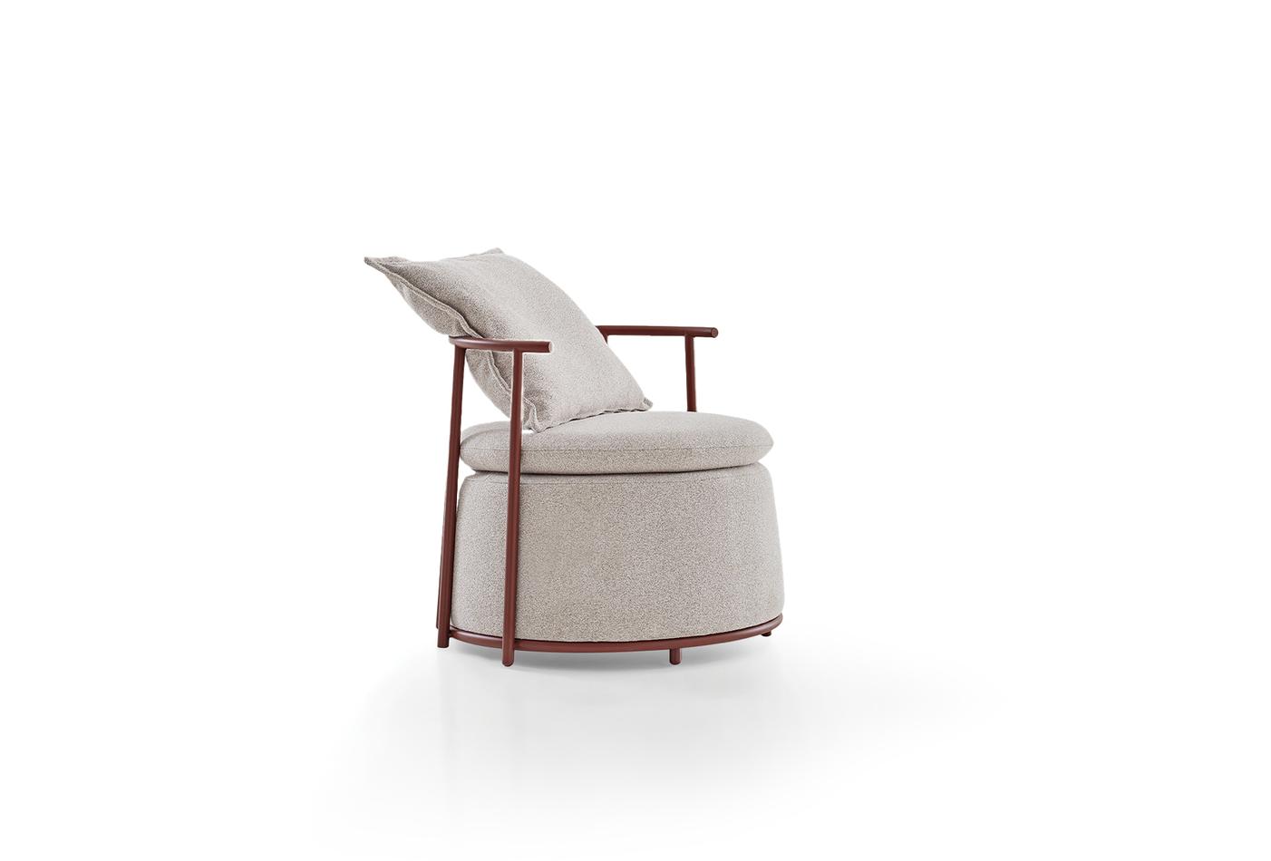 Bloomset Metal Armchair with Foam Cushion & Fabric Upholstery
