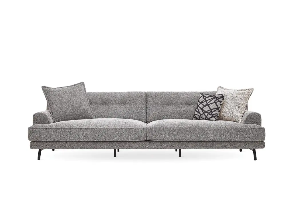 Milan 4-Seater Sofa with Bouclé Fabric and Metal Legs - Contemporary