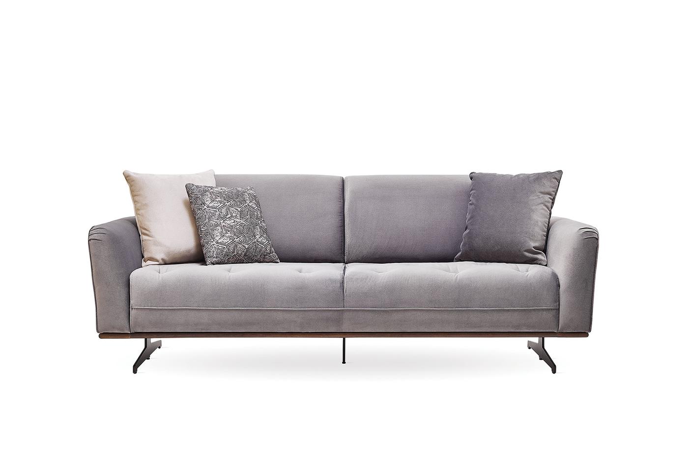 Marion 3-Seater Sofa Bed in Velvet Fabric with Quilted Design