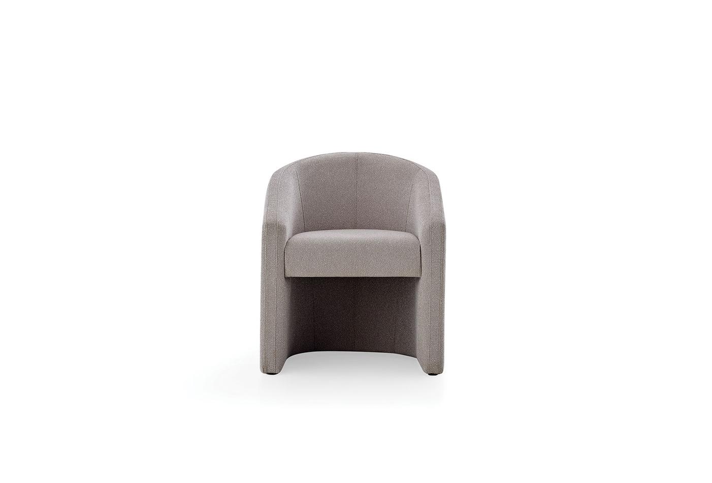 Boston Chair Plus Lounge Armchair in Light Grey Fabric Upholstery