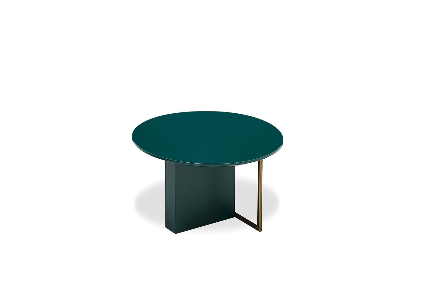 Havana Round Coffee Table Teal MDF Top with Antique Gold Frame