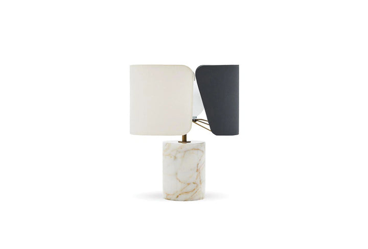 Baku Marble Base Table Lamp with Dual Fabric Shades - Modern Lighting