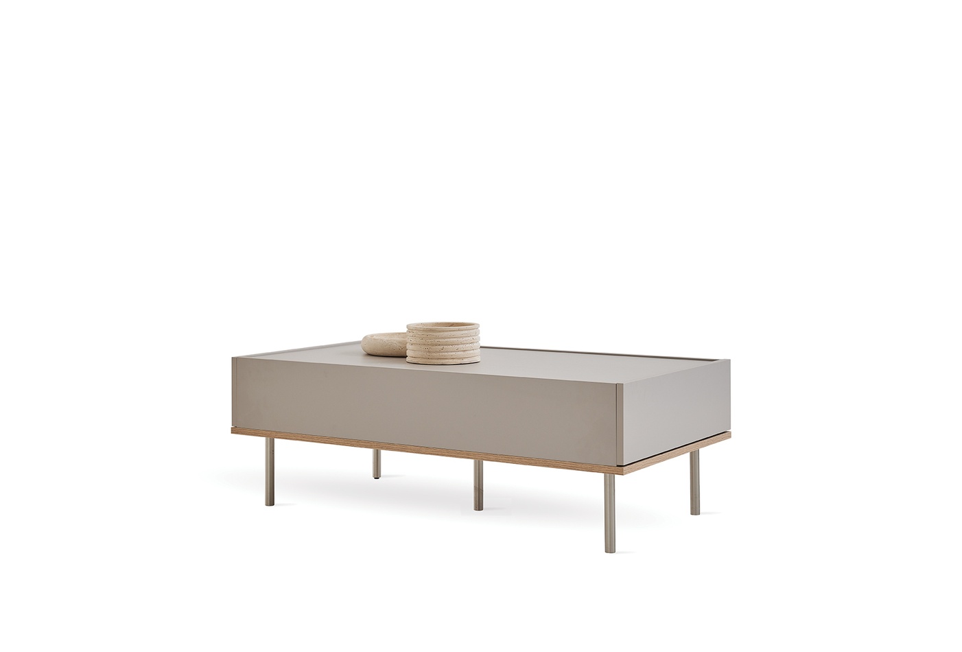 CANTE Modern Minimalist Coffee Table with Drawer in Beige Oak