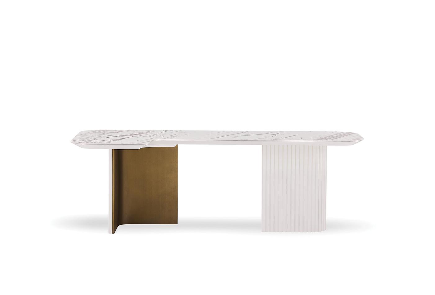 Dallas Modern Ceramic Sofa-Back Side Table with Gold Legs