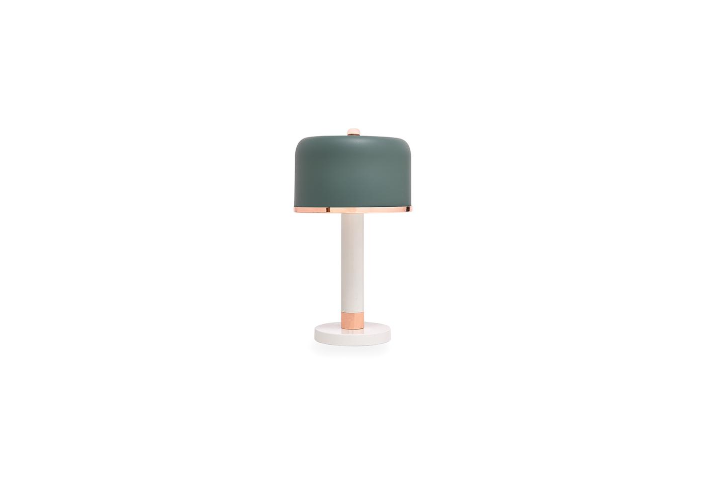 Emma Table Lamp with Sage Green Shade & Rose Gold Modern Accents