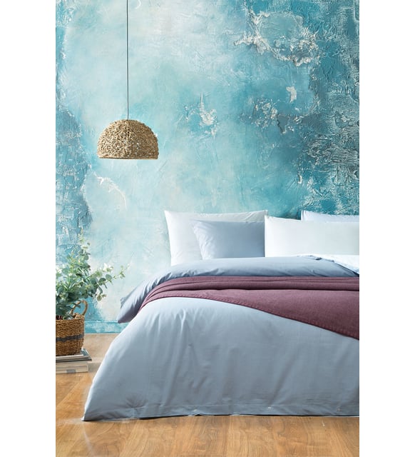 Queen Size Noah Rnf Duvet Cover Set (Light Navy - Light Blue)