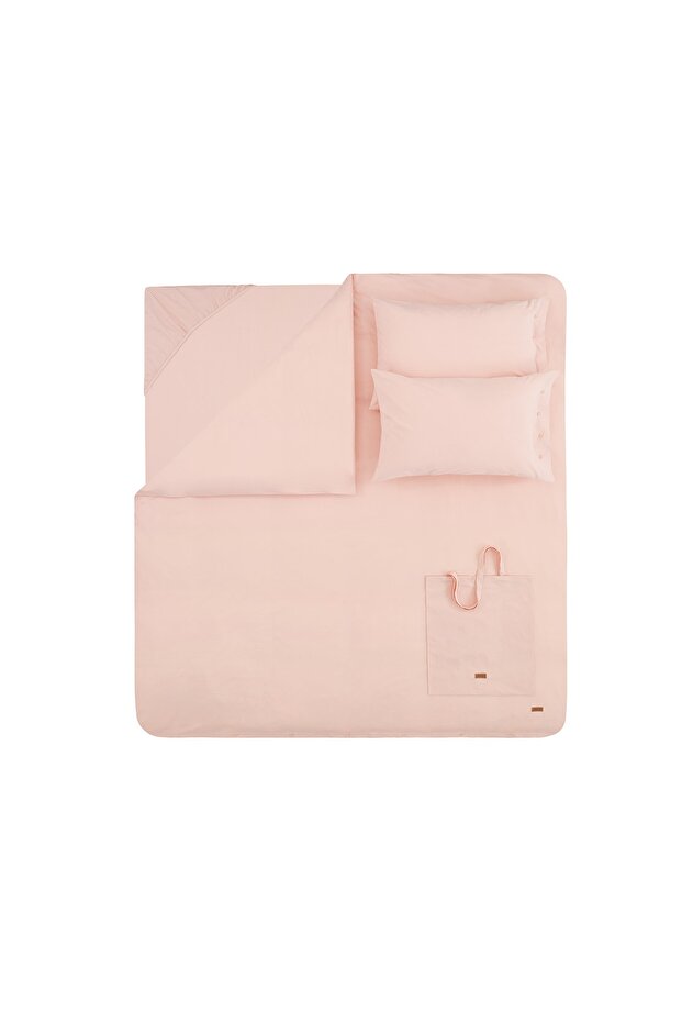 Queen Size Plain Rnf Washed Duvet Cover Set - Blush