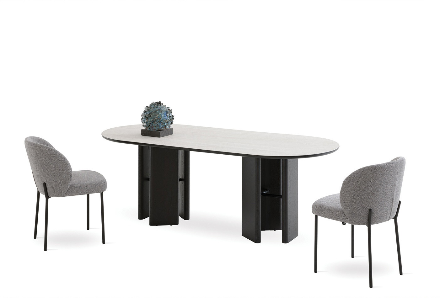 Austin Ellipse Dining Table Large Ceramic Top Dark Oak