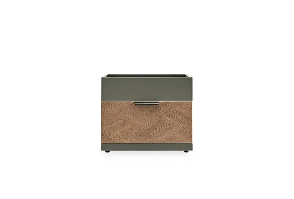 Dorian Modern Nightstand with Wood & Smoked Mirrored Top