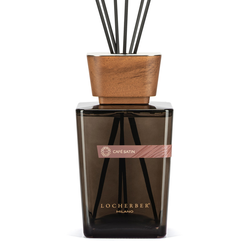 Café Satin Luxury Oil Diffuser with Smoky Glass & Wood Cap