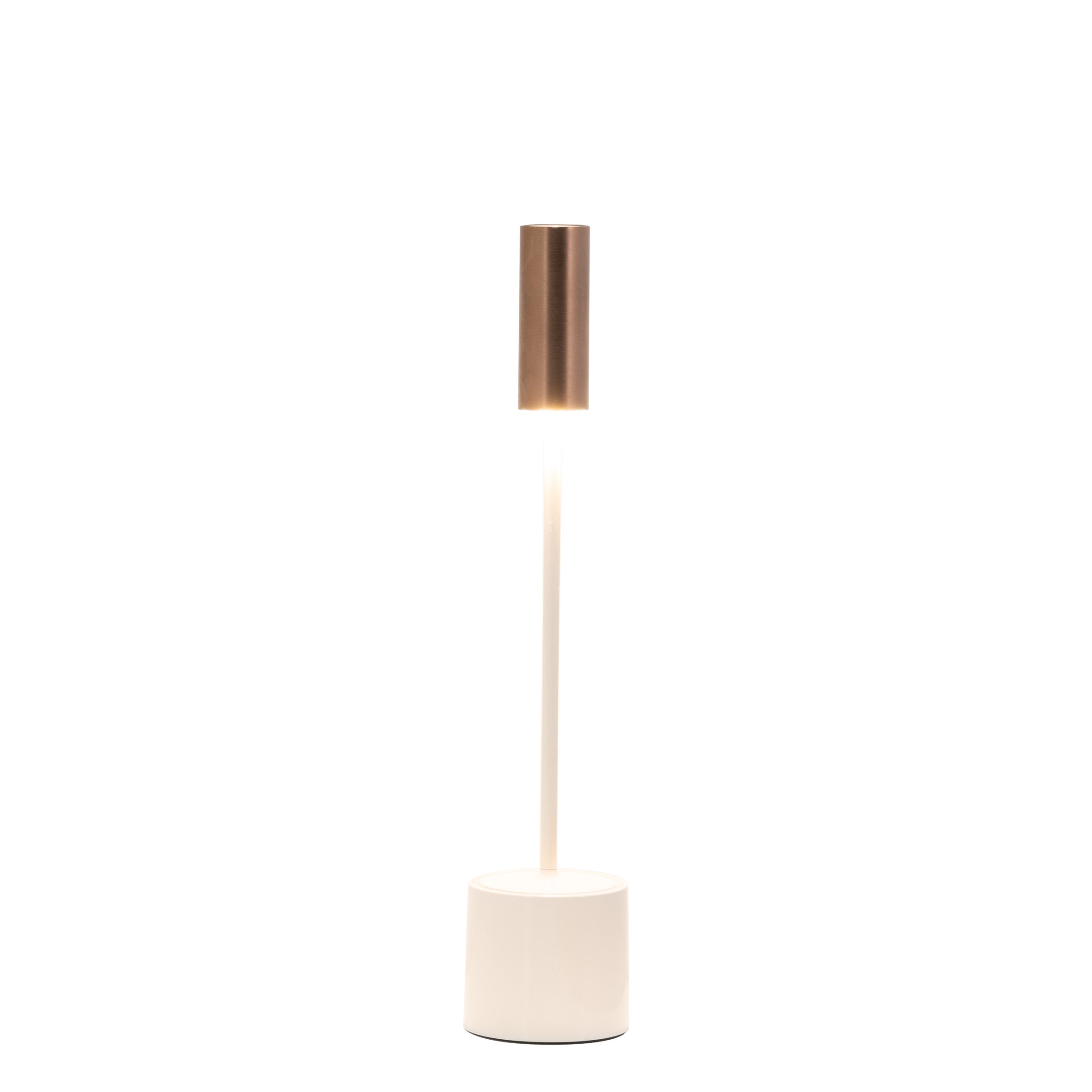 CAROLINA TABLE LAMP Ø.60x286mm. PAINTED GLOSSY IVORY + BRUSHED BRONZE 2,0W LED 22-27-30K