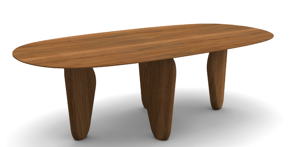 ECHO DINING TABLE SOAP SHAPED TOP WULNUT 300X120X75