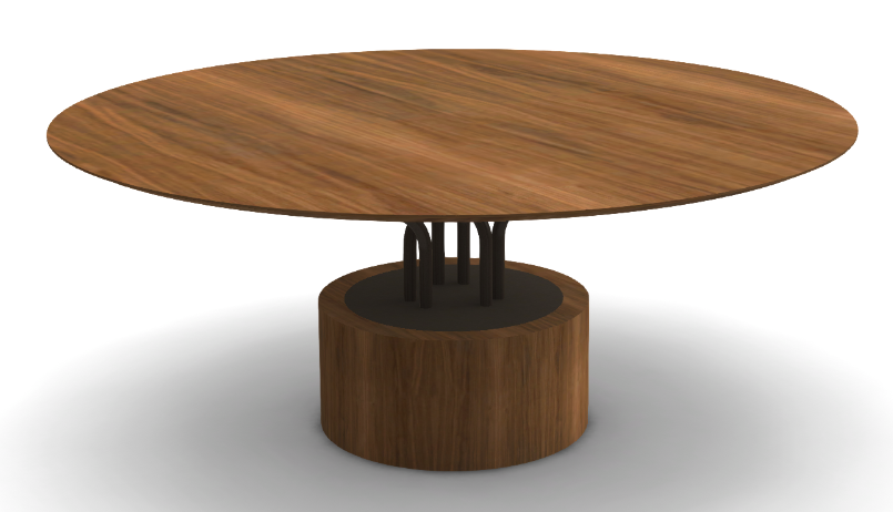 WOOD DINING TABLE ROUND TOP WALNUT 180XH75