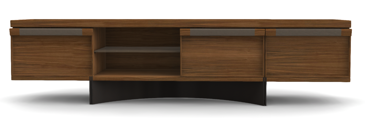 LOW BAORD CABINET WALNUT LEATHER HANDLE 240-50X67