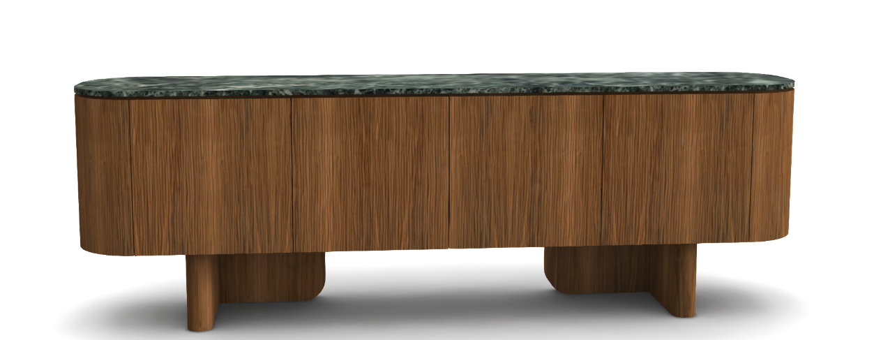 CABINET ROUGH WALNUT GREEN CERAMIC TOP 240X78X50