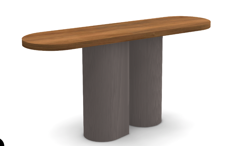 CONSOLE WALNUT TOP METAL BASE 150X42X75